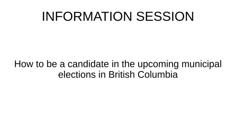 Presentation script: How to be a candidate in the upcoming municipal elections in BC